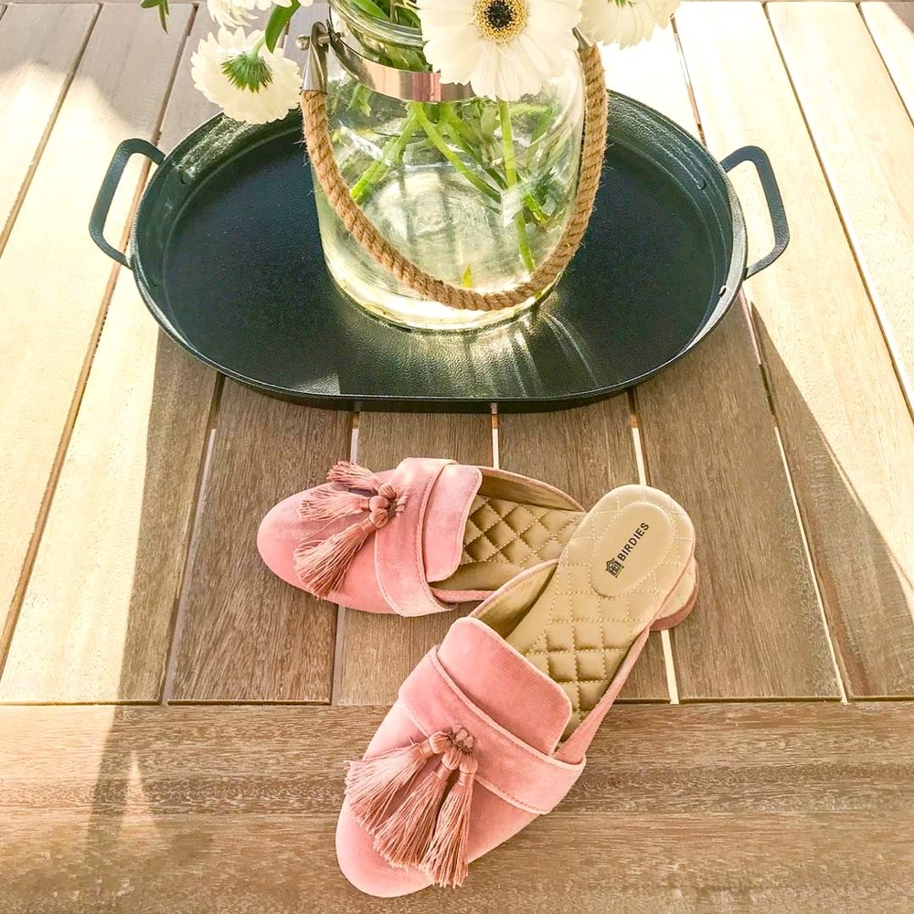 NIB-Birdies Shoes | The Robin Velvet Mules Tassels